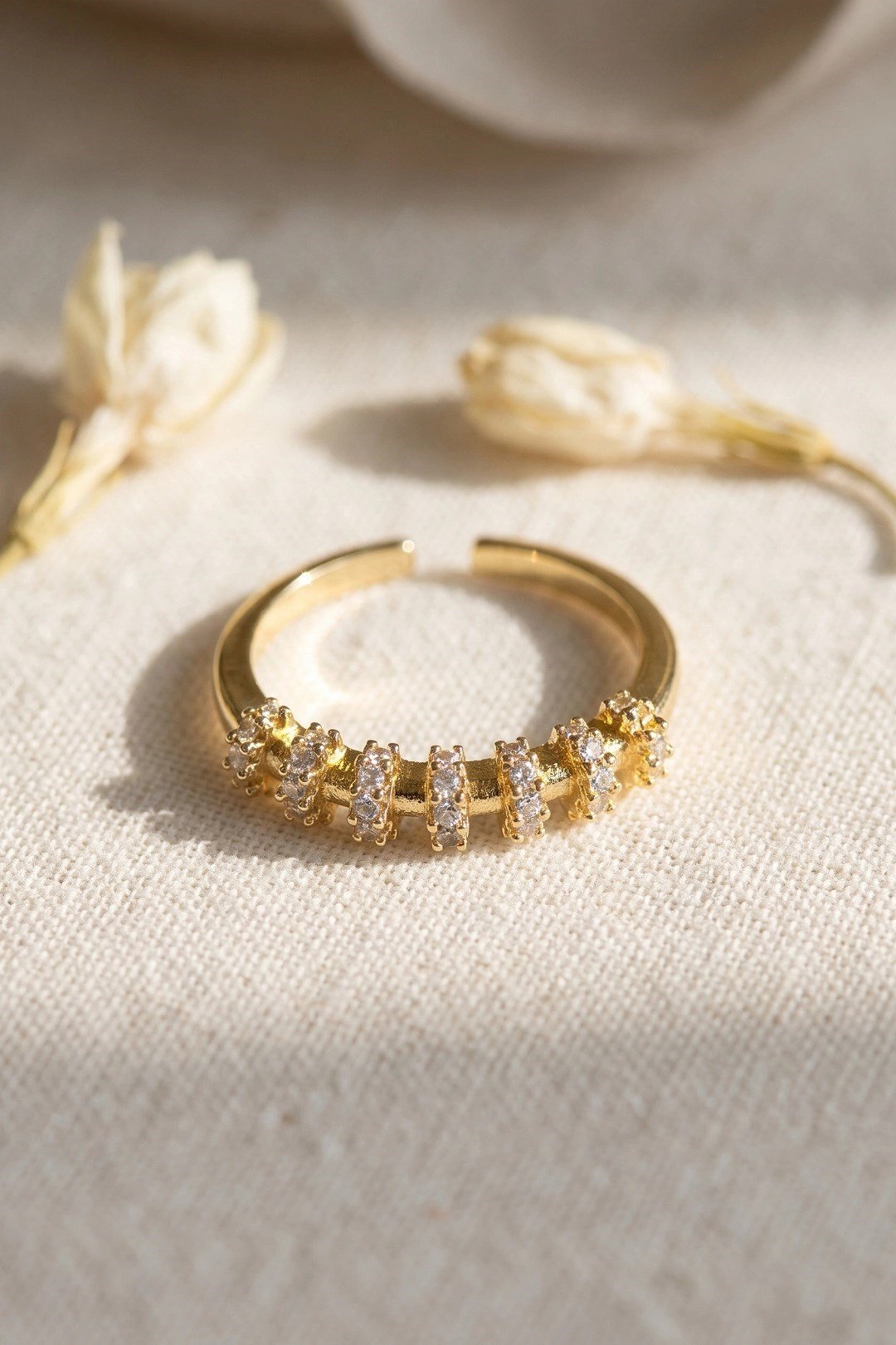 Mey İthalat® Zirkon Taşlı Gold Renk Vintage Kadın Yüzük