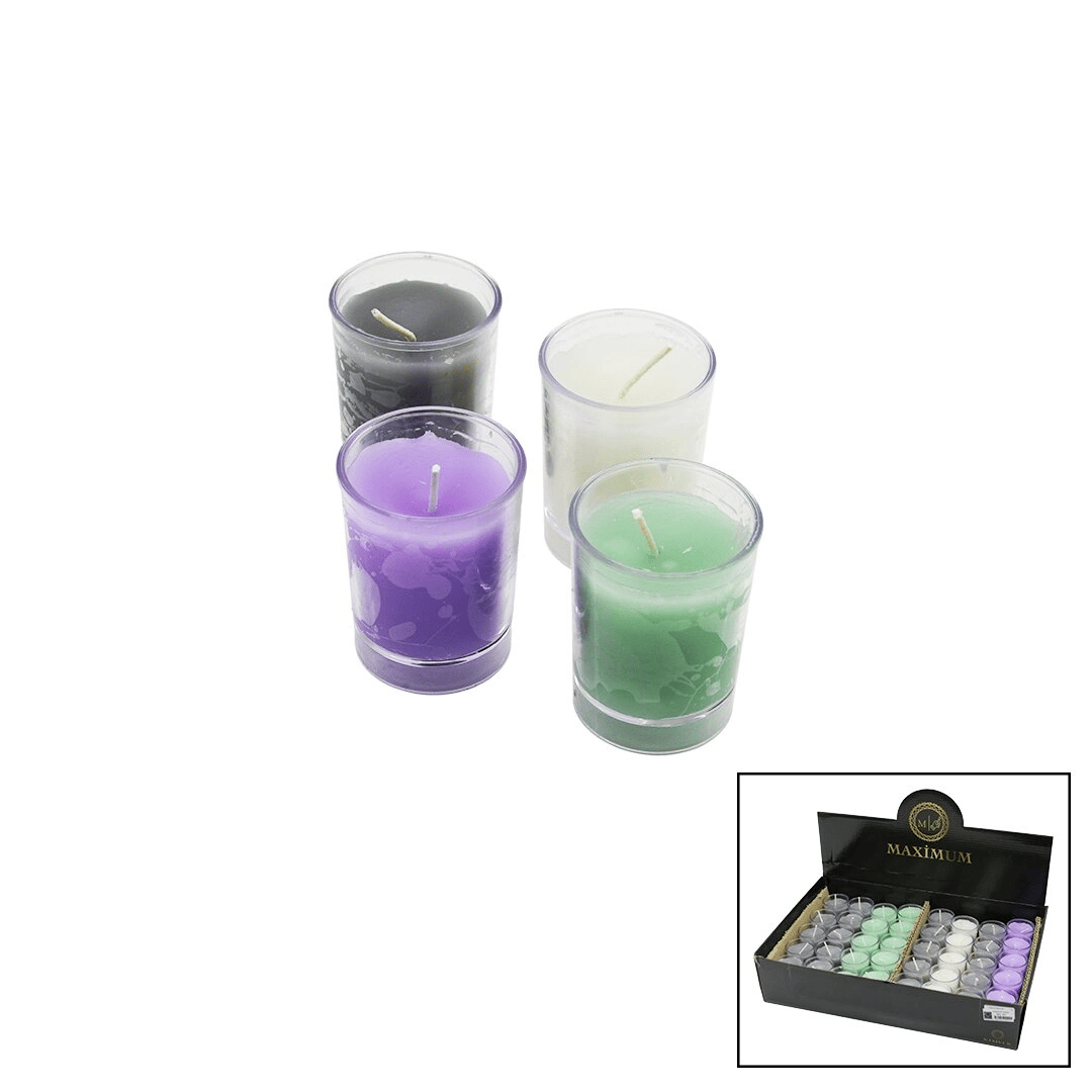 Mini Bardak Mum - Şeffaf Mika - Renkli - Kokulu