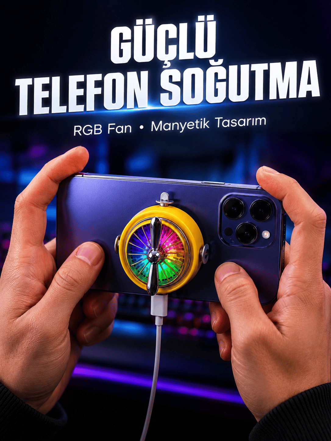 Mobil Oyuncular İçin RGB Işıklı Telefon Soğutucu