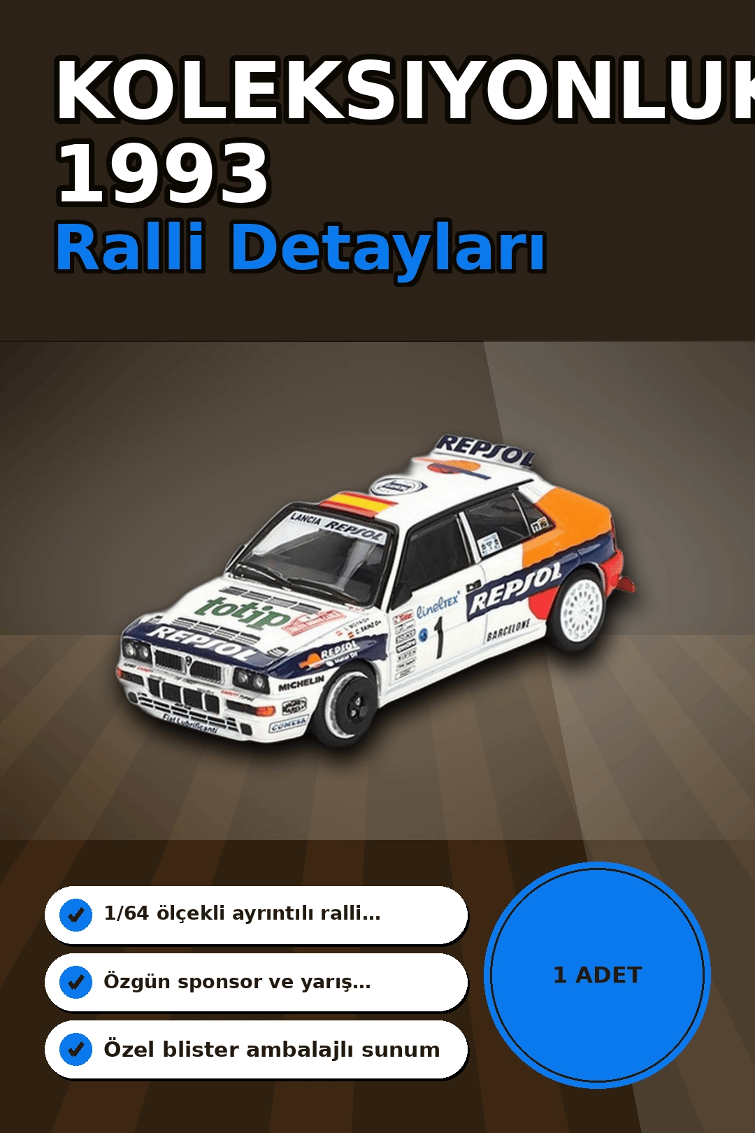 Monte Carlo Blisterli 1/64 Lancia Delta HF Integrale Model Araba - Tek Adet BX-313356