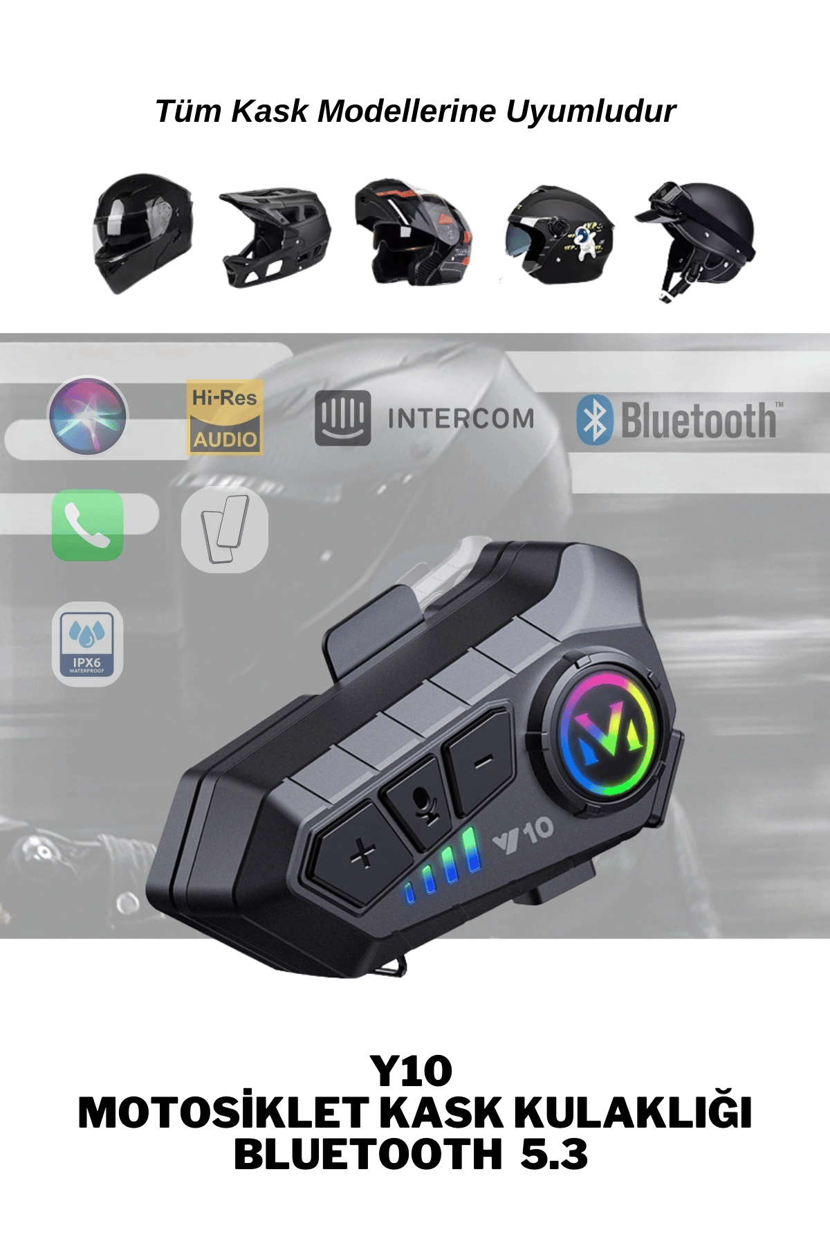 Motosiklet kask kulaklık Bluetooth 5.3 destekli intercom 2 yıl garantili Süresi Kategorisi