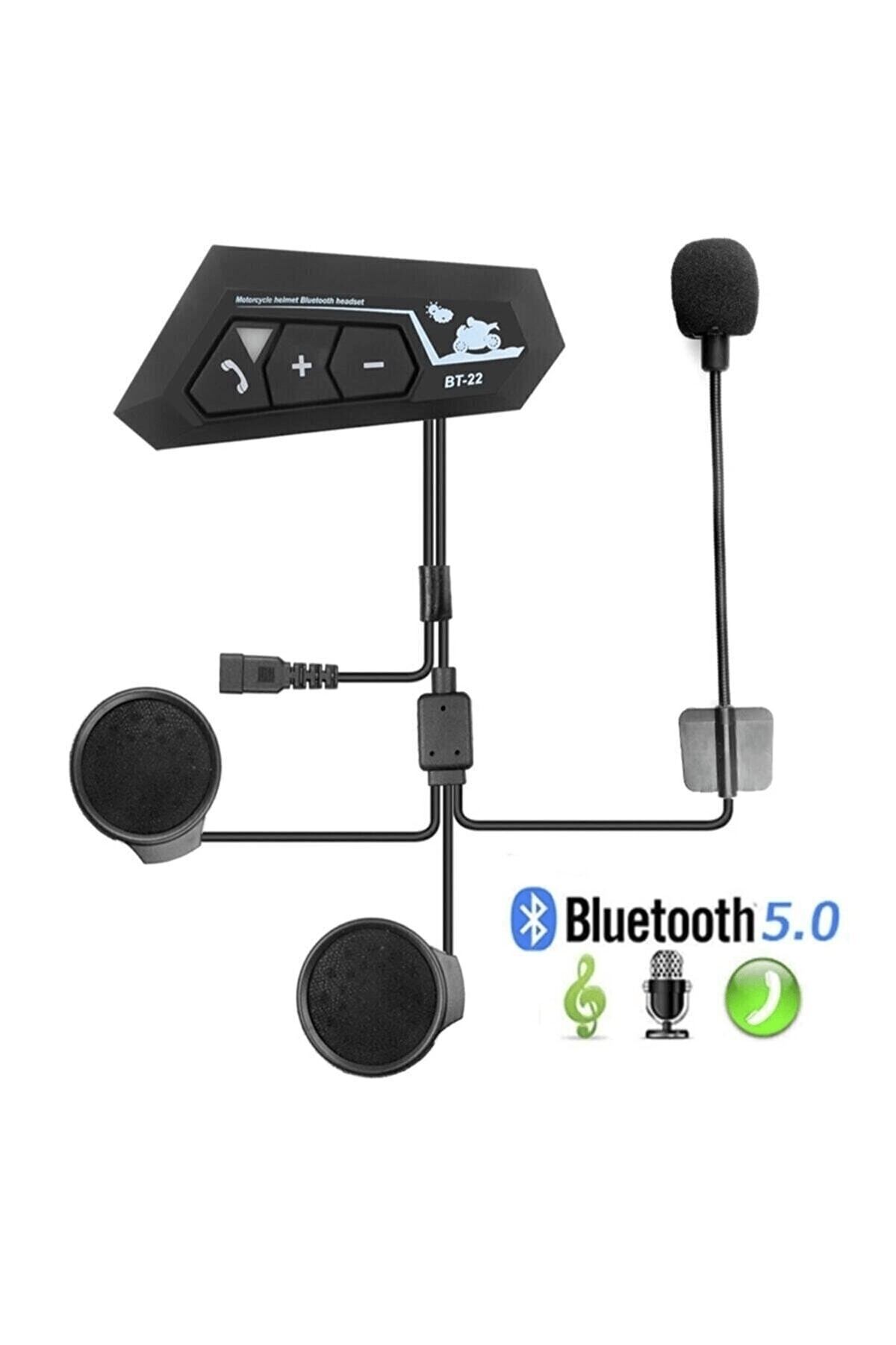 Motosiklet Kaskı için Şarj Edilebilir Bluetooth Intercom Kulaklığı ve Mikrofon Seti