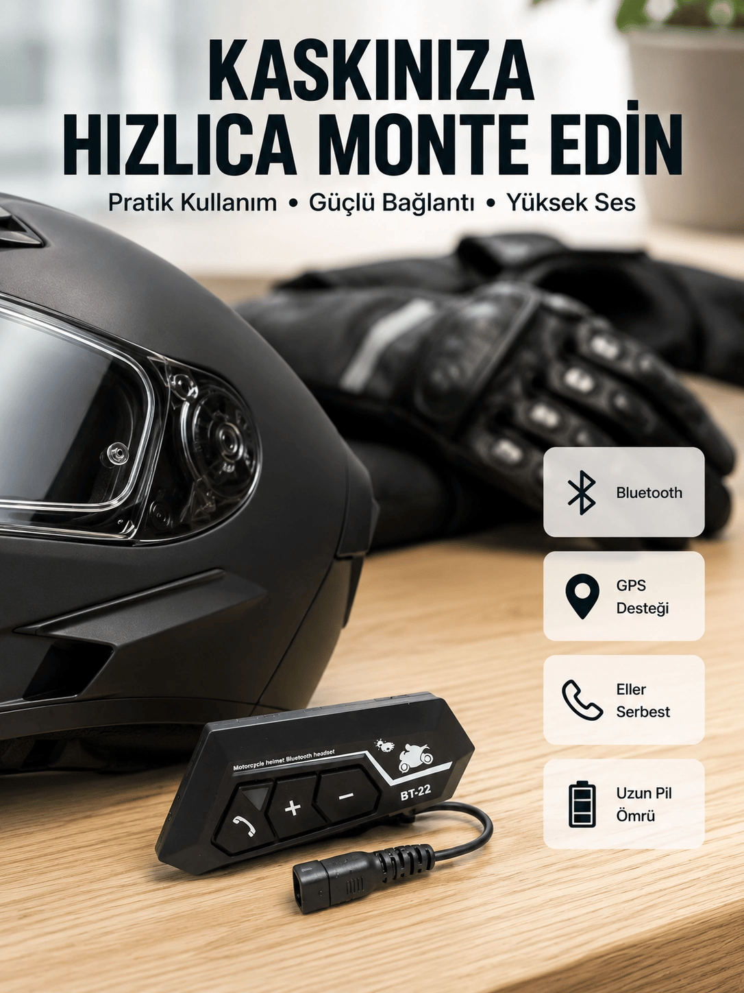 Motosiklet Sürüşleri İçin BT22 Kask Bluetooth Kulaklık Mikrofonlu Yeni Nesil