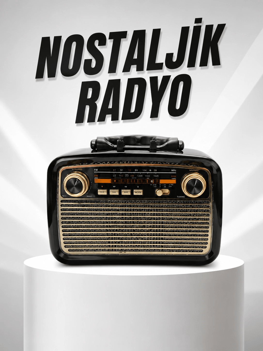 Müzik Kutusu Bluetooth Bağlantılı El Fenerli Nostaljik Tasarım Radyo