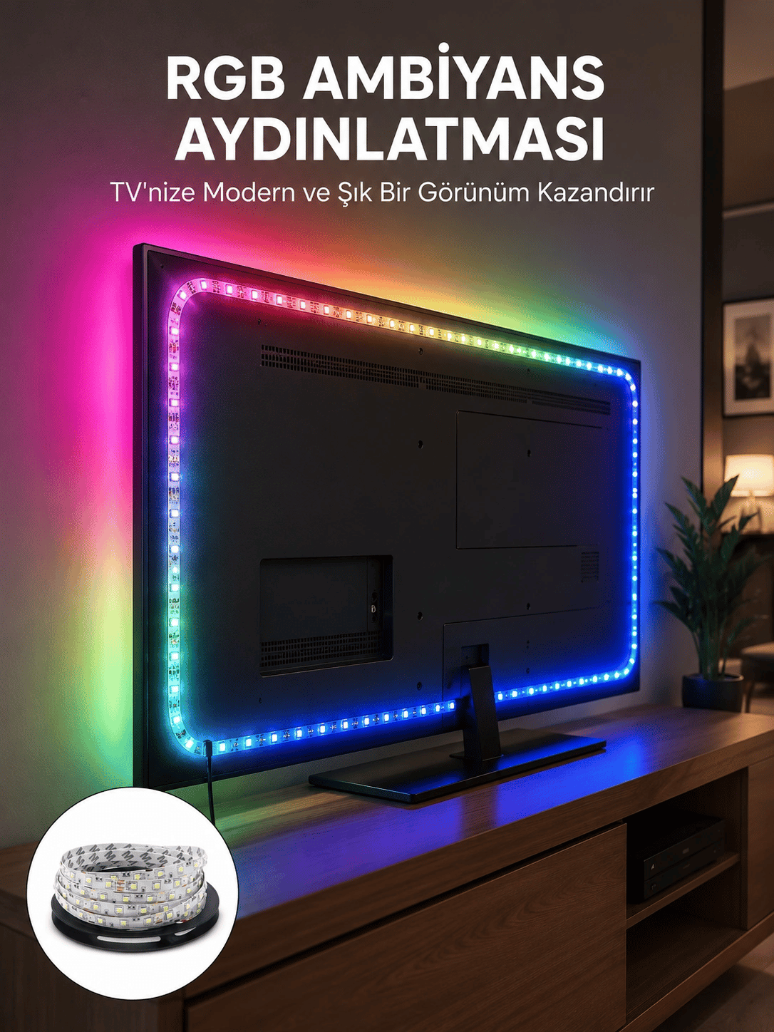 Müzikle Senkronize LED Şerit TV Aydınlatma Yeni Nesil