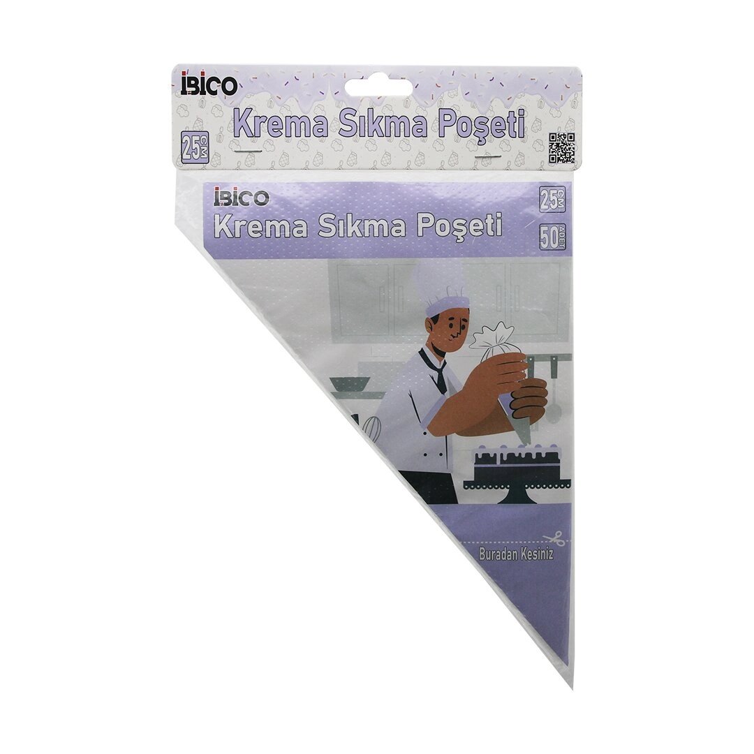 Naylon 25cm 50pcs Krema Sıkma Poşeti Torbası Bx40