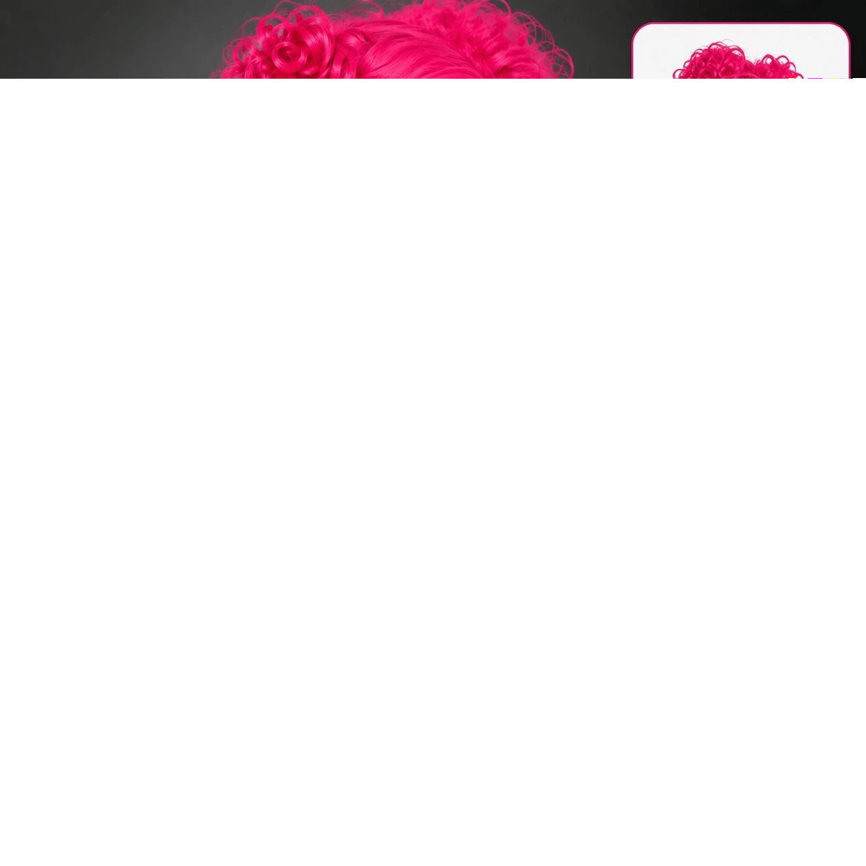 Neon Bukleli Pembe Peruk Uzun Kumaş Kırmızı Eldiven Ve  Tutucu Seti (3 Parça)