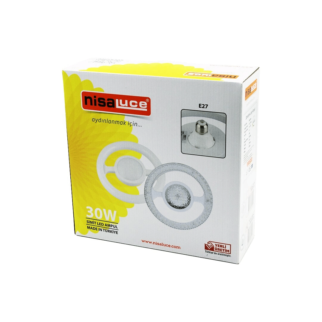 Nisaluce Eamp-059/kb  Mika Kristal Plastik Cam   Simit Model  Led Ampul  30w   E27   Beyaz=6500k   2700 Lumen Bx40