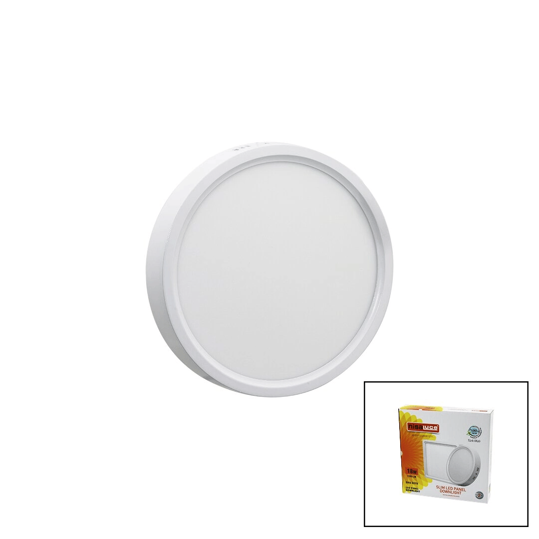 Nisaluce Epl-18sü 18w Beyaz Metal Kasa Sıva Üstü Yuvarlak Led Slim Panel 1260lm Beyaz=6500k 30.000 Saat Ömür Bx40