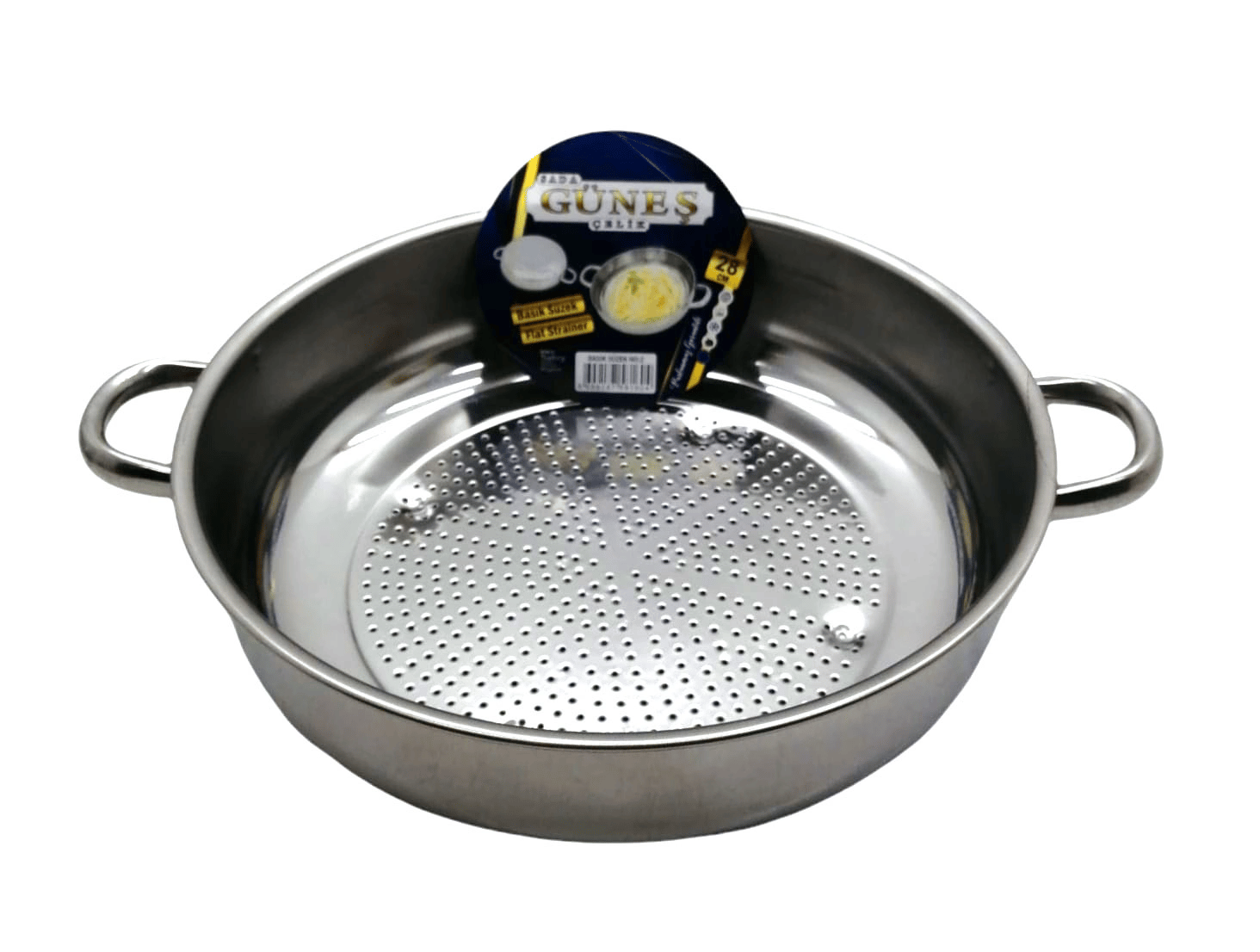 No-2 - 28cm Basık Süzek Metal Süzgeç Bx40