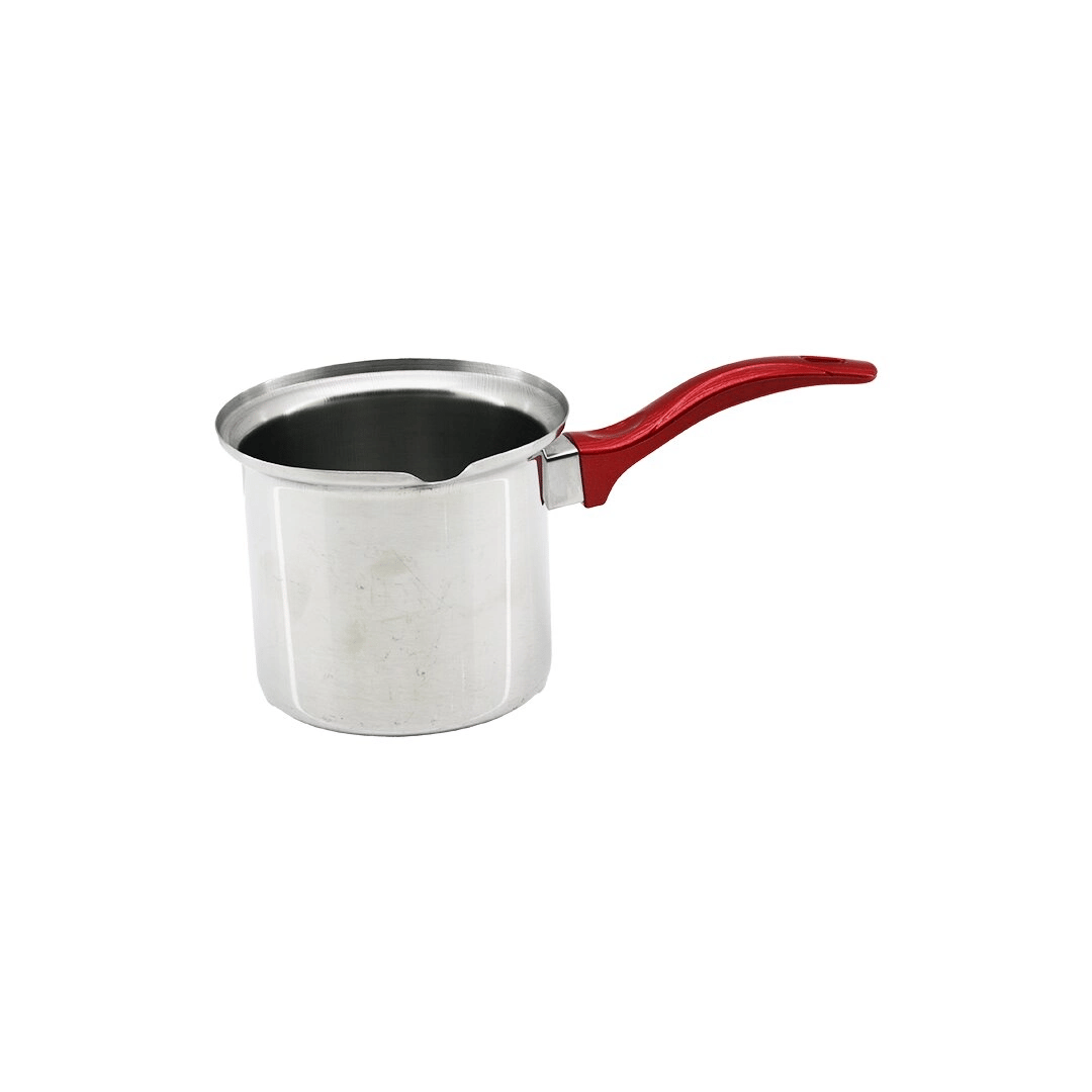 No-4  Çelik Cezve  Kırmızı Kulp Bx40