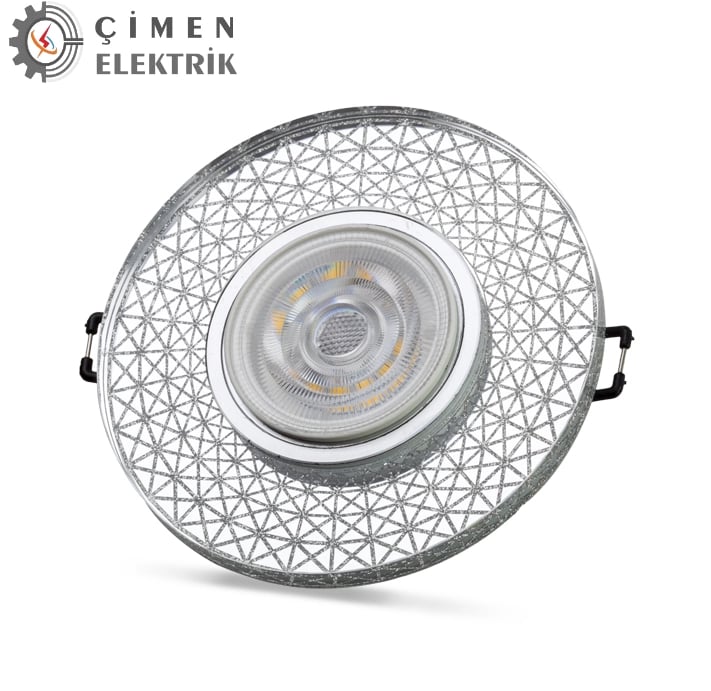 NOAS YL65 1767 İris LED Çerçeveli 4000K Yuvarlak Kristal Cam Spot Kasa - Priz ve Anahtar İçin Uyumlu Çerçeve