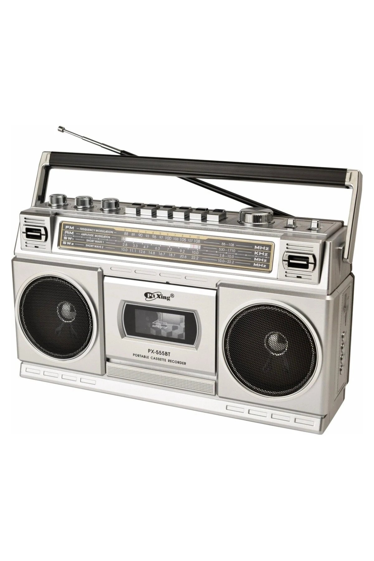 Nostaljik radyo FM radyo USB MP3 çalar Bluetooth kaset çalar hoparlör gümüş renkli