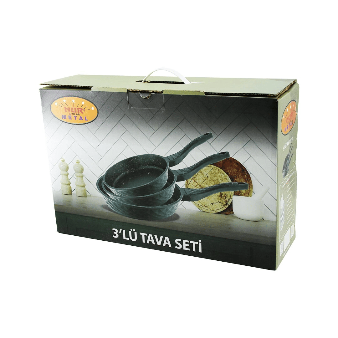 Nur Işıklar Metal 3pcs Döküm Tava Seti 20-24-28cm Bx40