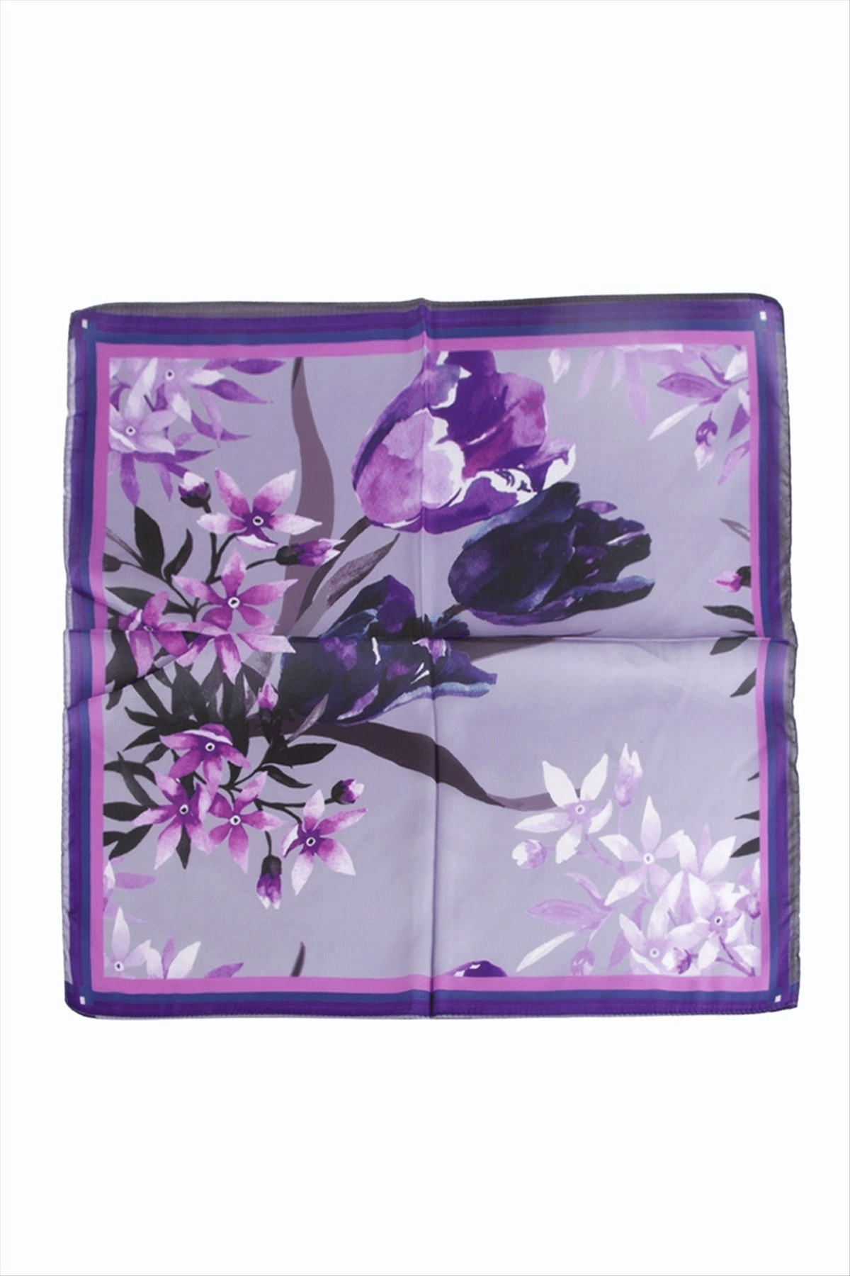 Orkide Desenli Zr Şifon Fular 50*50 cm