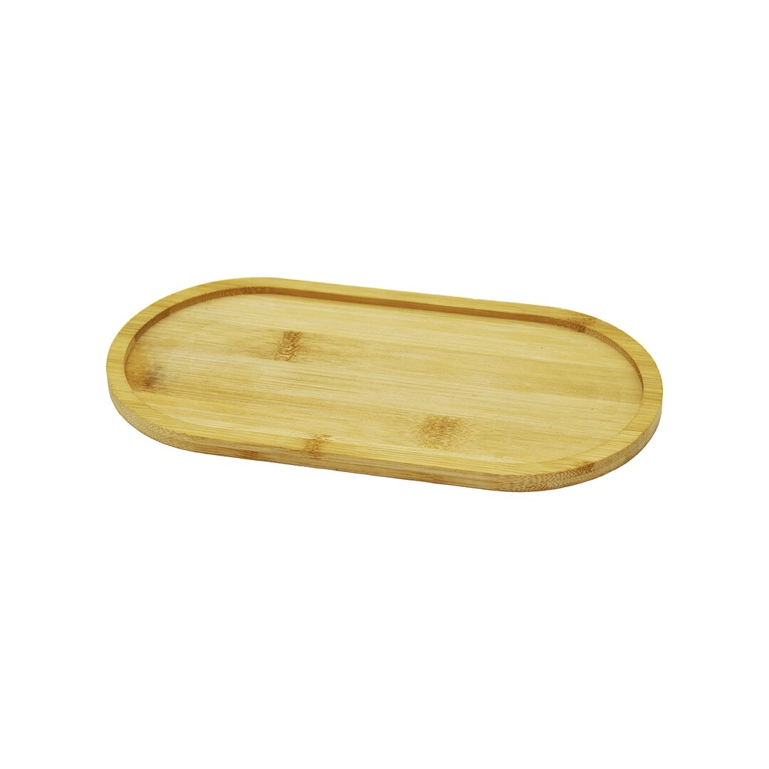 Oval Ahşap Bambu Yağdanlık Altlık 12x23cm Bx40