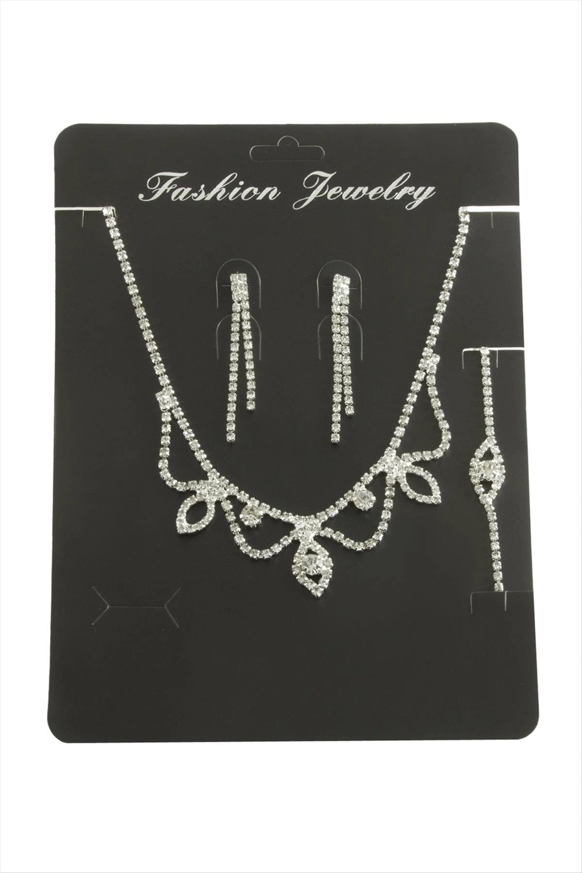 Oval Taşlı Set Kolye