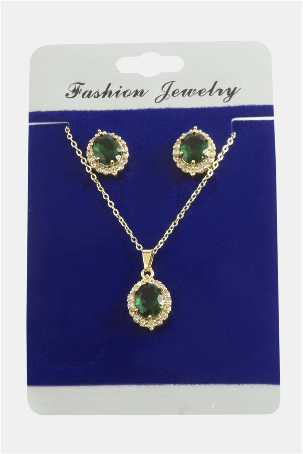 Oval Zirkon Taşlı Set Kolye
