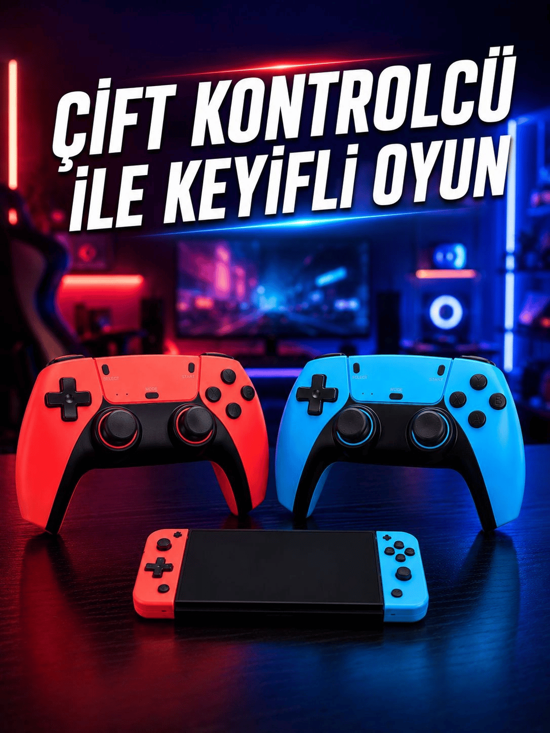 Oyun Konsolu Kablosuz Kontrolcülü Retro Oyun Eğlence Sistemi