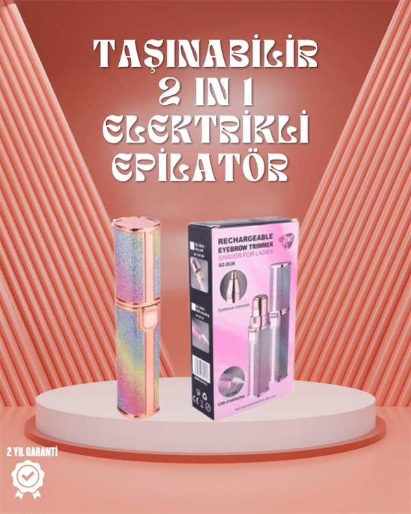 Paslanmaz Çelik Bıçaklı USB Epilatör – Kaş, Üst Dudak ve Çene Tüy Temizleyici