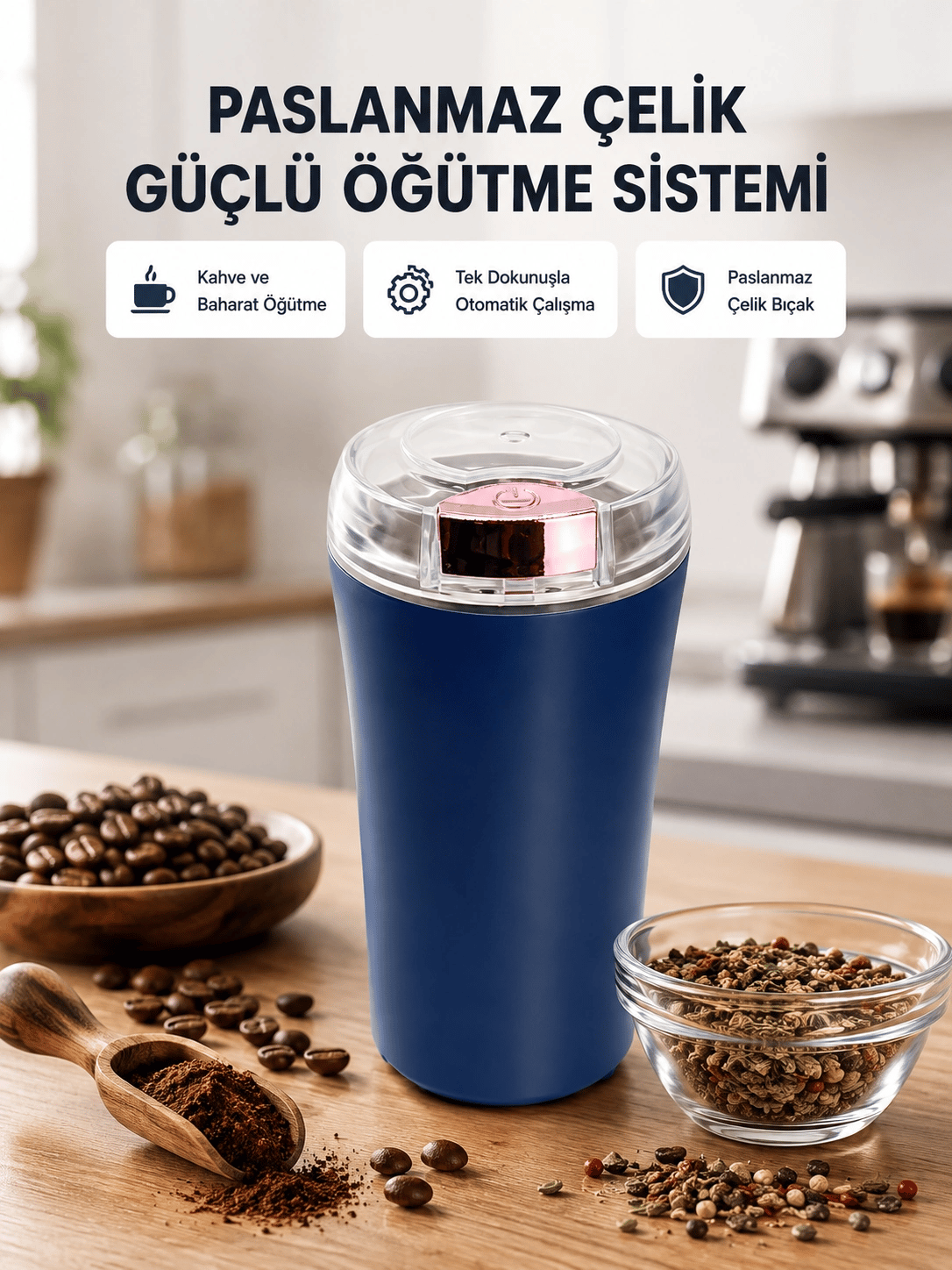Paslanmaz Çelik Kahve ve Baharat Öğütücü – Otomatik Mekanizma
