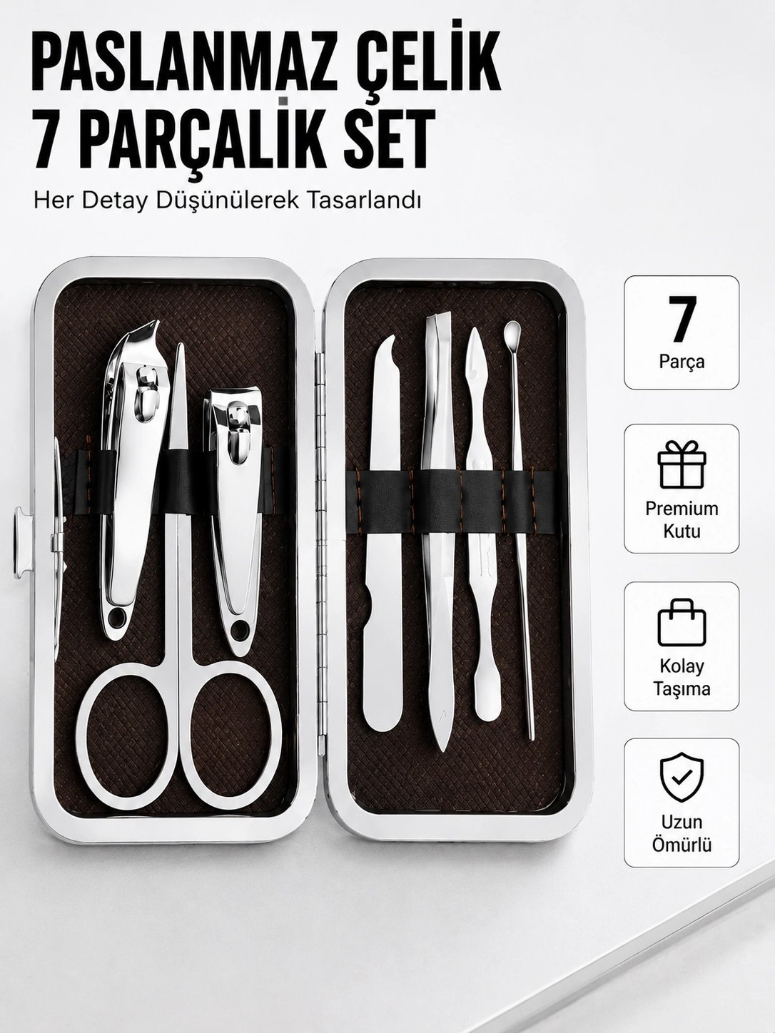 Paslanmaz Çelik Kişisel Bakım Seti – 7 Parça