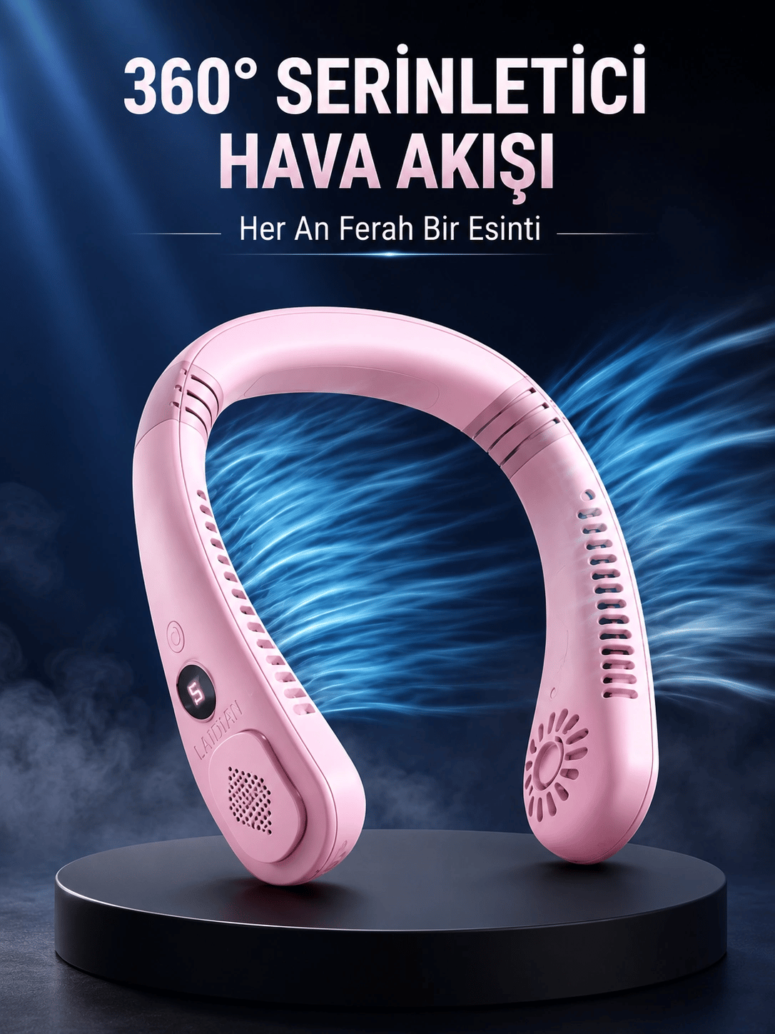 Pembe Boyun Fanı Kablosuz Taşınabilir Sessiz Çalışan Kişisel Serinletici Fan