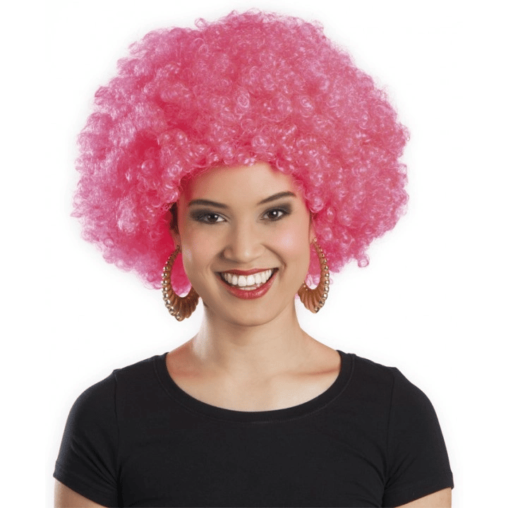 Pembe Renk Kıvırcık Afro Bonus Peruk Bx40