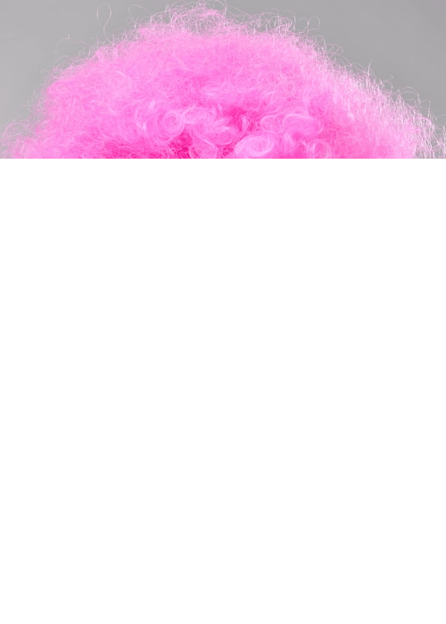 Pembe Renk Kıvırcık Afro Bonus Peruk Takma Saç Ve Kırmızı Burun Seti Bx40