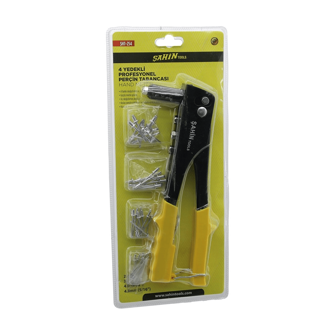 Perçin Tabanca Makine Seti = 4 Boy Uç = 2.4- 3.2 - 4 - 4.8 + 4 Boy Kalınlık X 10pcs=40pcs İğne Bx40