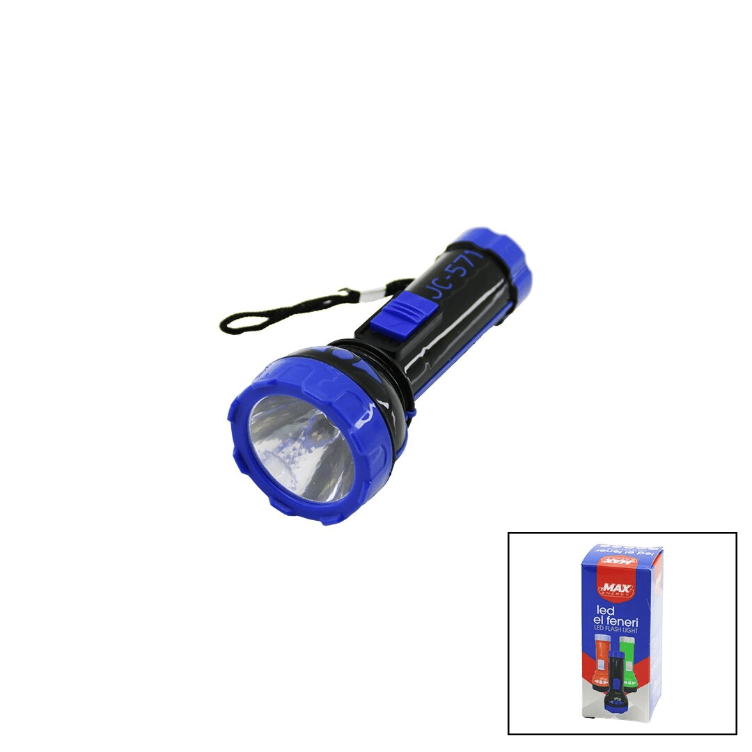Pilli   Mini=11.2cm  Led El Feneri  75lümen   Output: 1.5v   Renkli Plastik Bx40