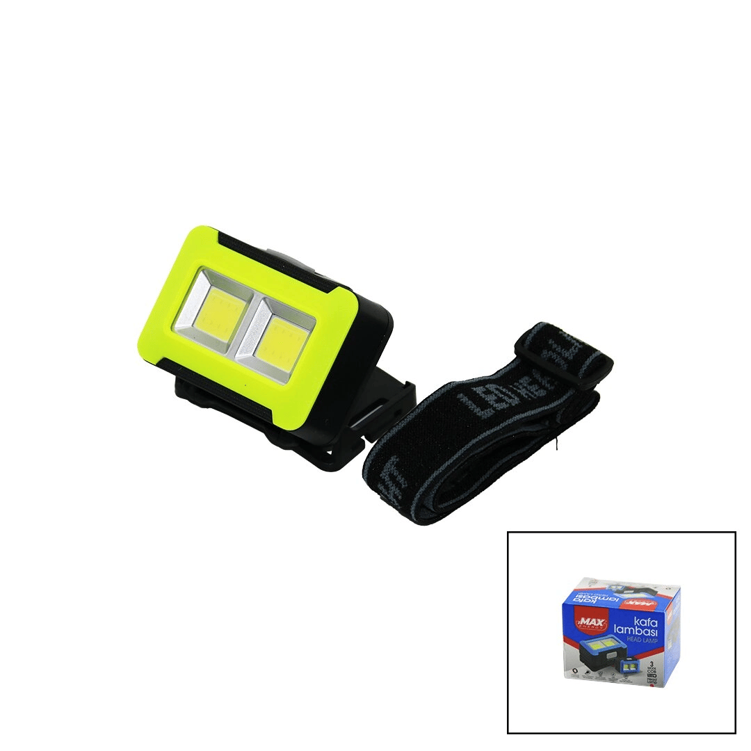 Pilli 3w Cob Led Kafa Lambası Fener 3-kademe Işık Ayarı - Flaşör  4.5v 150lümen Bx40