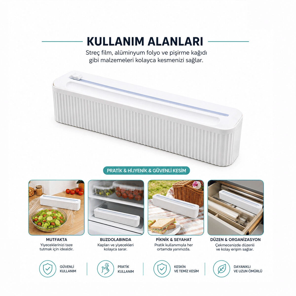 Plastik Folyo - Streçlik Film Kesici 35cm Pratik Kesme Aparatlı Manyetik Sabitleme Bx40