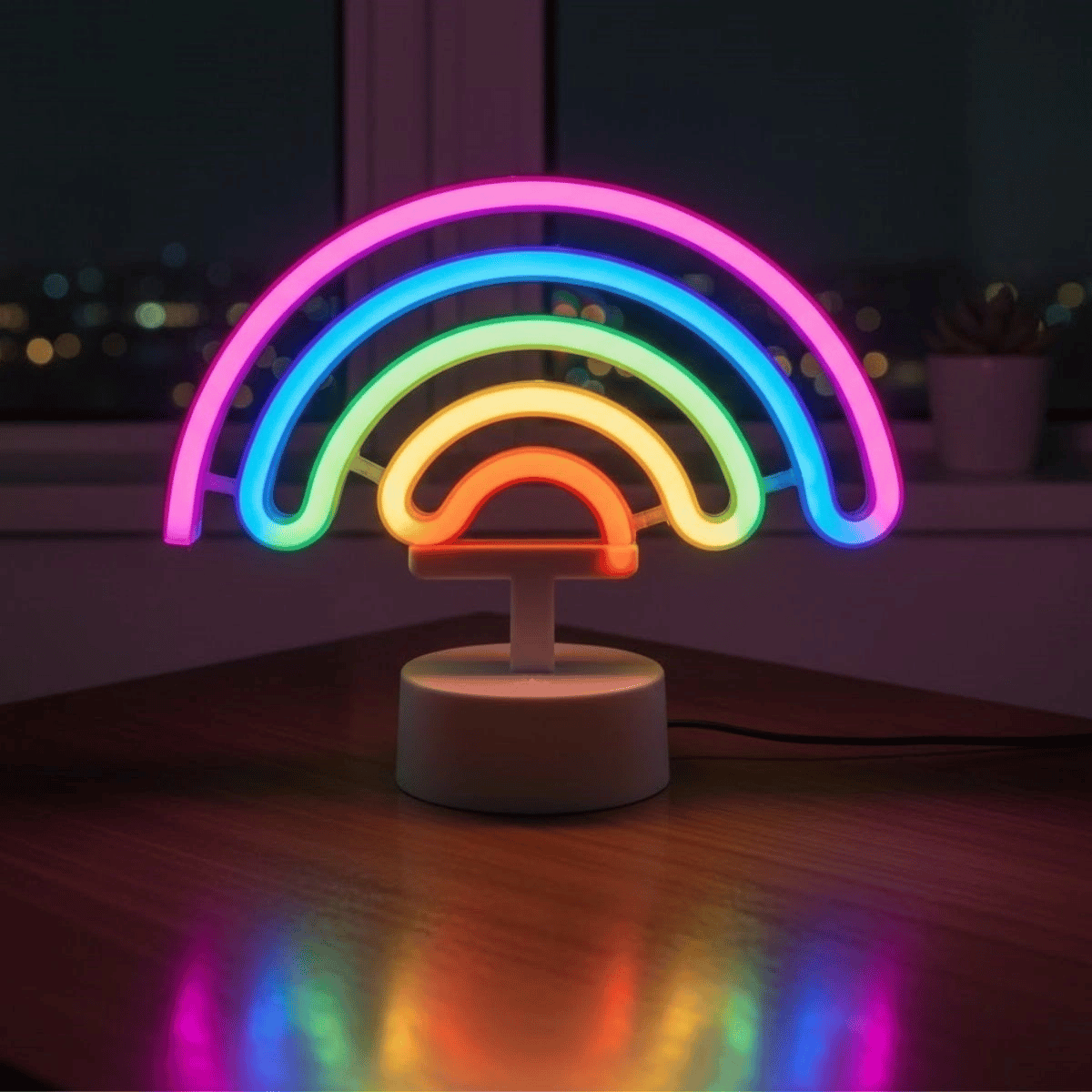 Plastik Gökkuşağı Neon Led Işık – Dekoratif Renkli Masaüstü Ve Ambiyans Aydınlatması Bx40