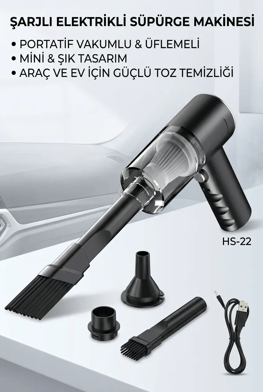 Portatif Mini Araç Süpürgesi El Tipi Kullanışlı Oto Temizlik Süpürgesi Ürün Modeli