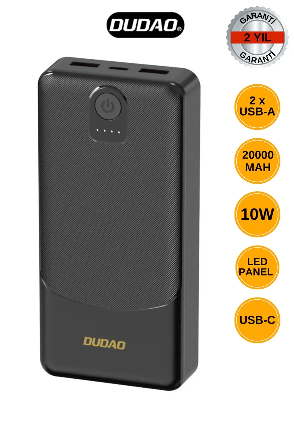 Powerbank Dudao K10pro 2.4a 20000mah 2 X Usb-a - Siyah Bx40