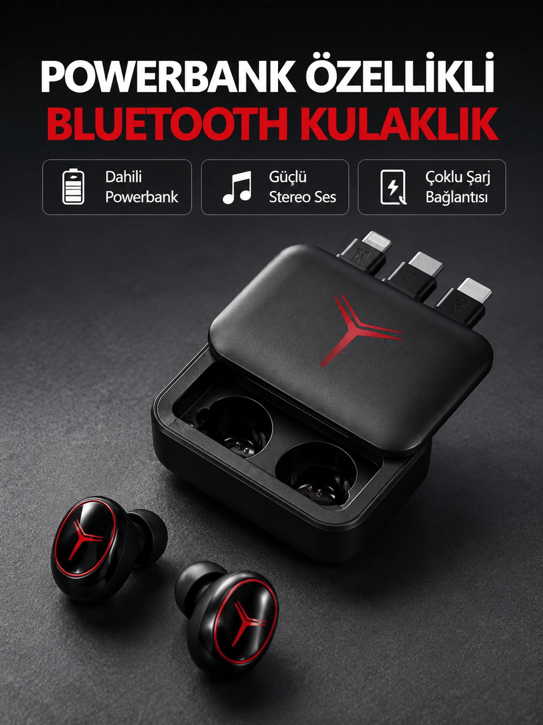 Powerbank Özellikli Bluetooth Kablosuz Kulaklık – Dokunmatik Kontrol, Uzun Pil Ömrü, Ergonomik Tasarım