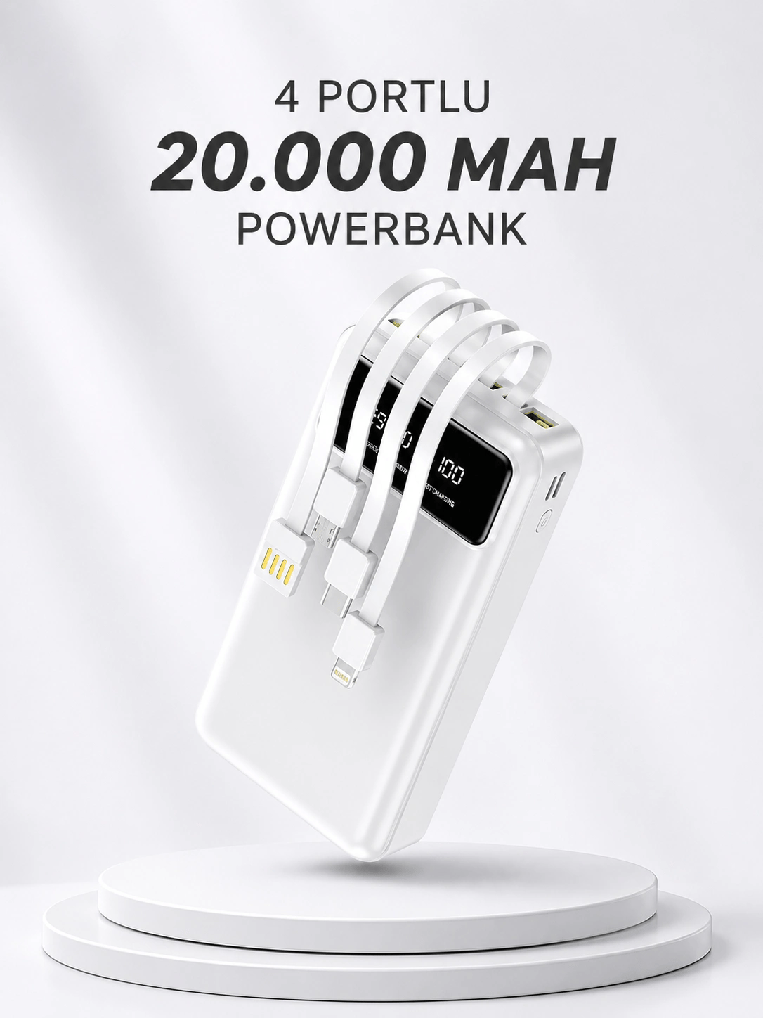 Powerbank Şarj Cihazı 4 Çıkışlı 20.000 MAH Powerbank Kompakt Yüksek Kapasiteli Hızlı Şarj