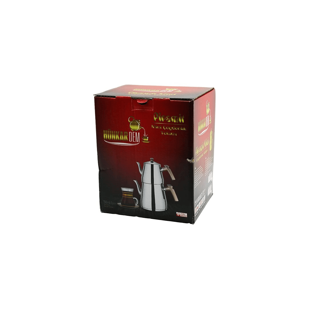 Pramit Mini Boy Çelik Çaydanlık Seti - Takımı Renkli Bakalit Kulp Üst Demlik: 0.9lt - Alt Suluk: 1.5lt Kendinden Süzgeçli Bx40