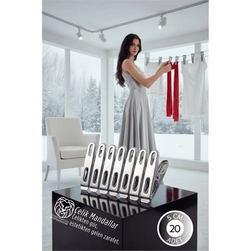 Premium Çelik Mandal Seti - 20'lü Elite Seri, Endüstriyel Mukavemetli Çamaşır Mandalı 722779