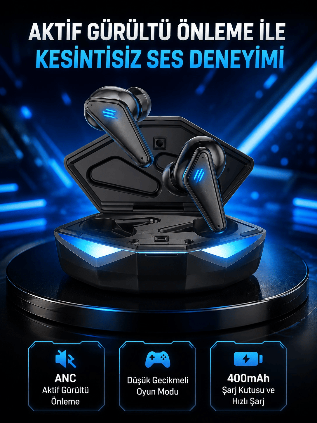 Profesyonel Bluetooth 5.0 Kulaklık – Dokunmatik Kontrol, 3D Surround Ses