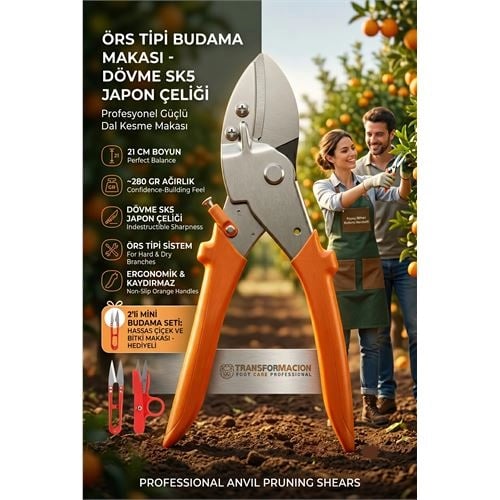 Profesyonel Örs Tipi Budama Makası - Dövme SK5 Japon Çeliği Güçlü Dal Kesme Makası  723297
