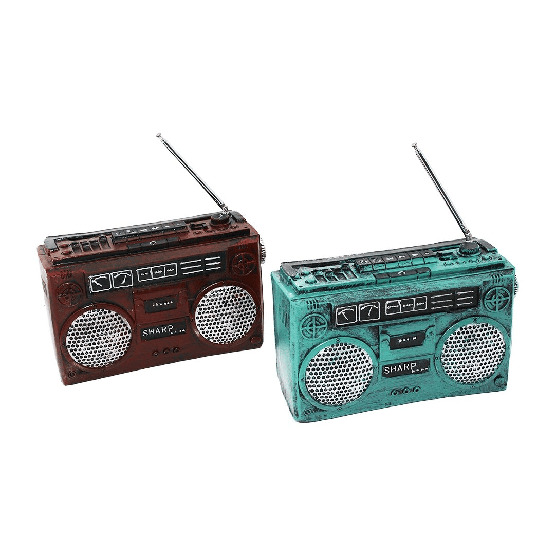 Radyo Vintage Dekoratif Biblo - Kumbara Renkli 17x17x5.5cm Reçine Bx40