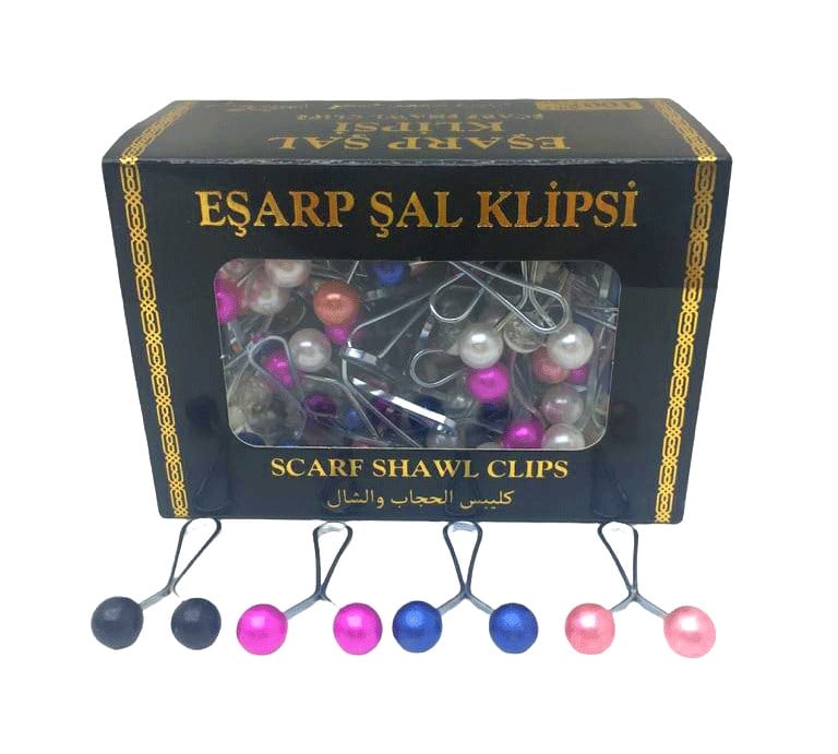 Renkli 100 Parça  Eşarp Başörtü - Şal Klipsi Bx40