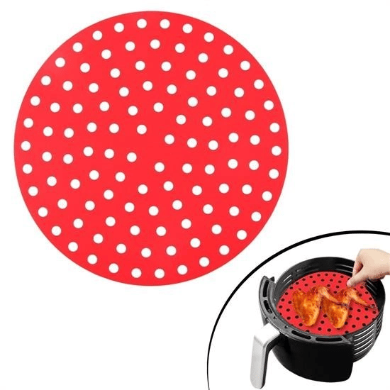 Renkli Isıya Dayanıklı Yıkanılabilir Silikon Fırın Ve Airfryer Yuvarlak Pişirme Matı 23 Cm Bx40