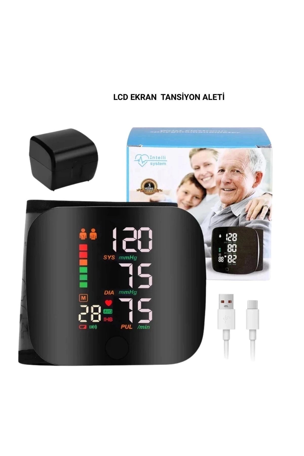 Renkli LCD Ekranlı Bilekten Tansiyon Aleti – Taşınabilir ve Kolay Kullanım Tansiyon Aleti