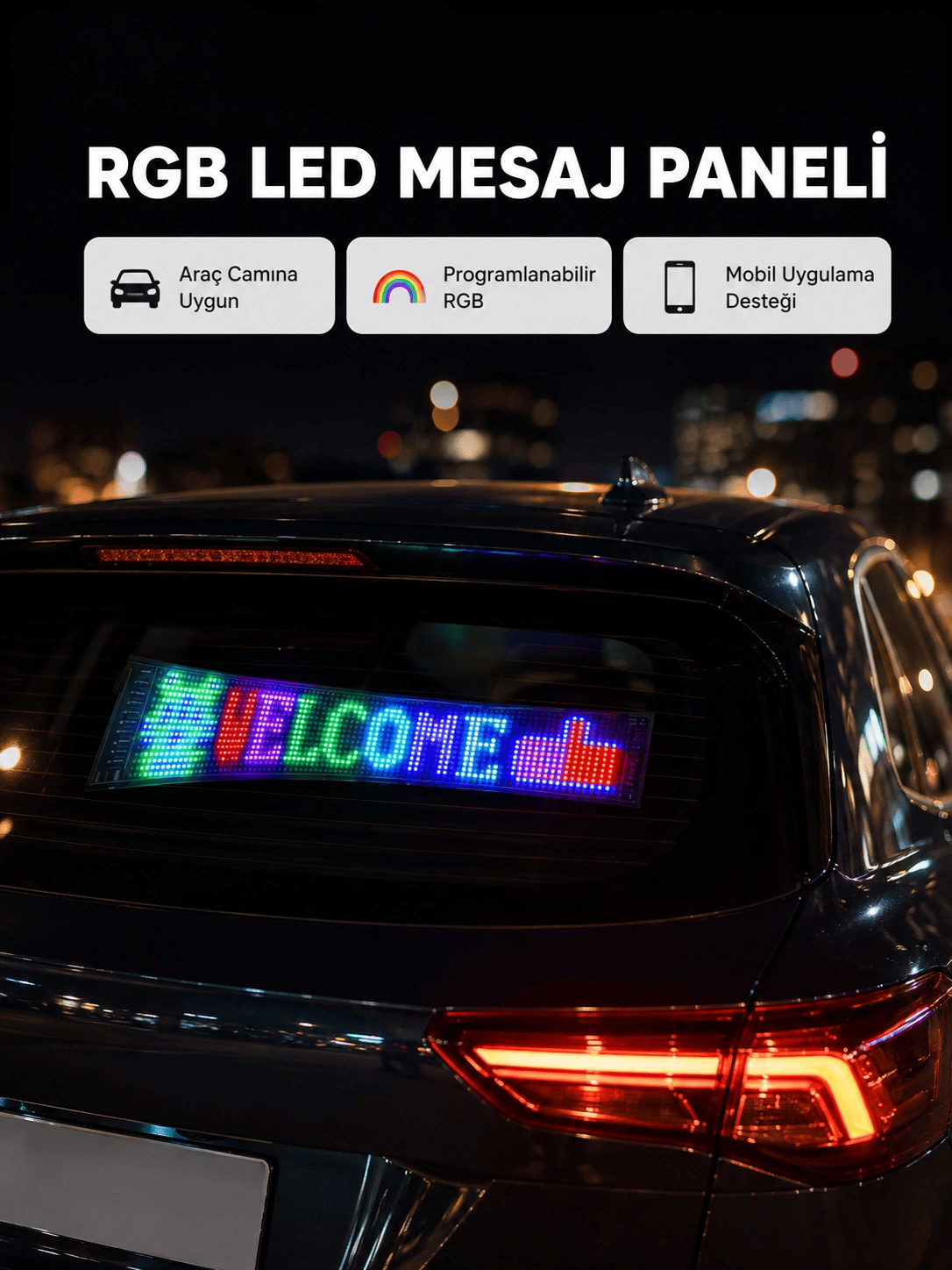 RGB LED Panel – Mobil Uyumlu, Yazı ve GIF Destekli, USB Bağlantılı Dekoratif Ekran