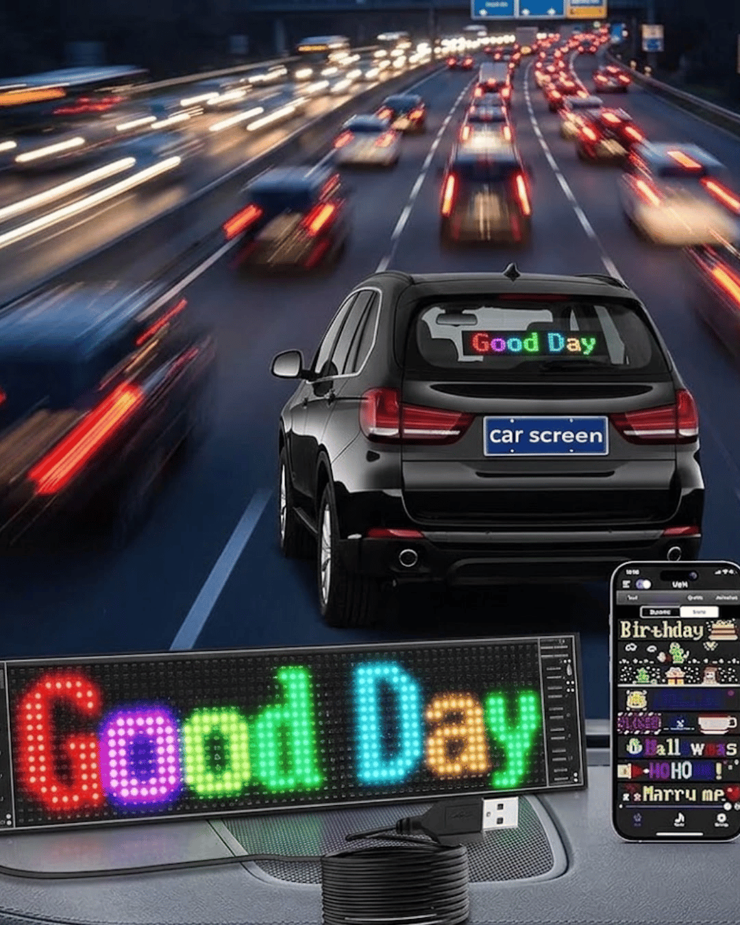 RGB LED Yazı Paneli Telefon Kontrollü Kayan Yazı Animasyonlu Ekran