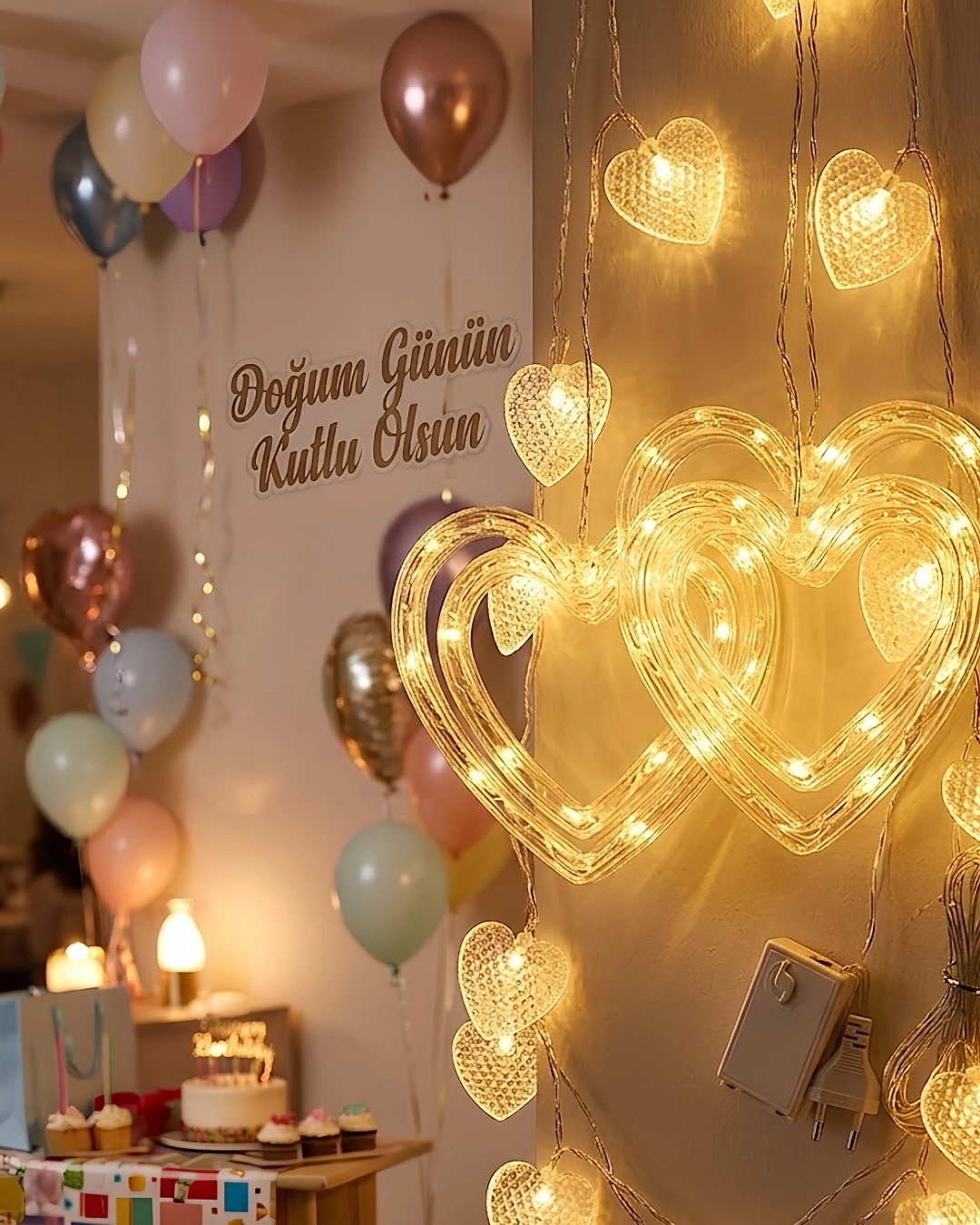 Romantik Kalp LED Işık Neon Görünümlü Dekoratif Oda Lambası