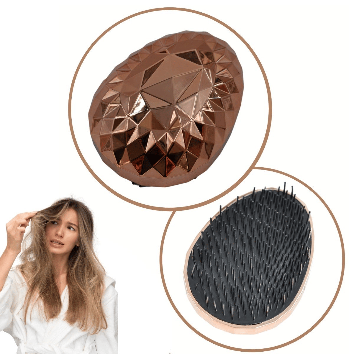 Rose Gold Saç Düzleştirici Tarak Geniş Aralıklı her Saç Tipine Uygun Fırçalı Saç Düzleştirici Bx40